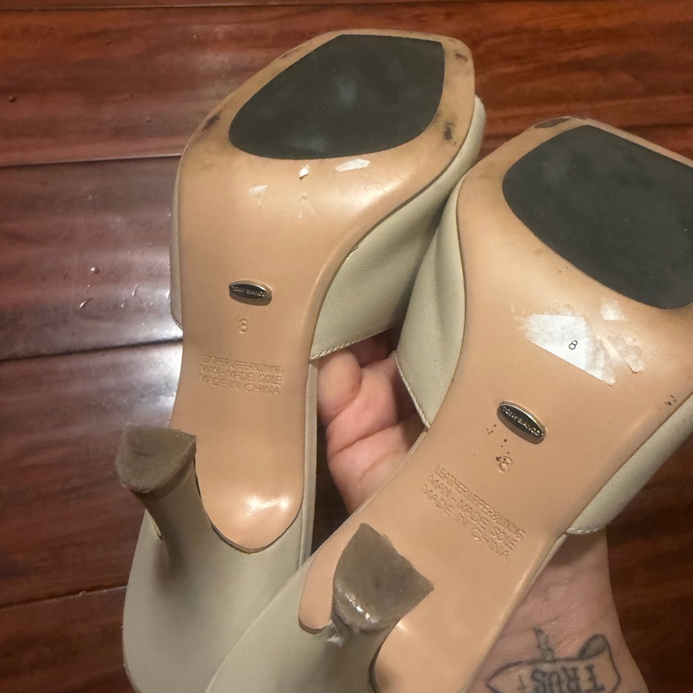 Tony Bianco Cream Square-Toe Mule Heels - Picture 6 of 11